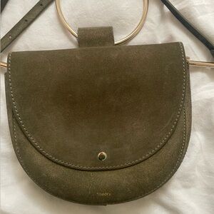 Theory green suede bag two pockets